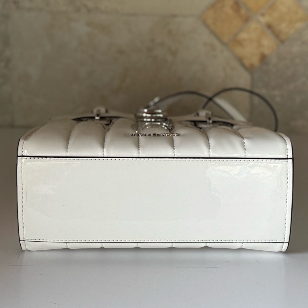 Michael Kors Hamilton Glossy White Quilted Satchel Shoulder Bag - Picture 6 of 13